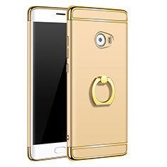 Luxury Metal Frame and Plastic Back Case with Finger Ring Stand for Xiaomi Mi Note 2 Gold