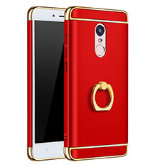 Luxury Metal Frame and Plastic Back Case with Finger Ring Stand for Xiaomi Redmi Note 4X Red