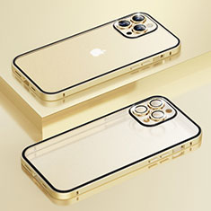 Luxury Metal Frame and Plastic Back Cover Case Bling-Bling LF1 for Apple iPhone 13 Pro Max Gold
