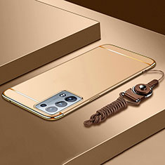 Luxury Metal Frame and Plastic Back Cover Case for Oppo Reno6 Pro 5G Gold
