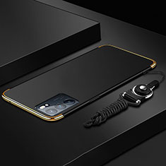 Luxury Metal Frame and Plastic Back Cover Case for Oppo Reno6 Pro 5G India Black