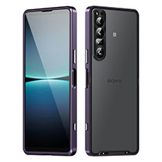 Luxury Metal Frame and Plastic Back Cover Case for Sony Xperia 1 IV Purple