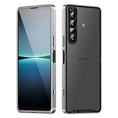 Luxury Metal Frame and Plastic Back Cover Case for Sony Xperia 1 IV Silver