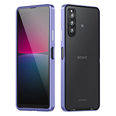 Luxury Metal Frame and Plastic Back Cover Case for Sony Xperia 10 IV SOG07 Purple