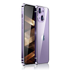 Luxury Metal Frame and Plastic Back Cover Case JB1 for Apple iPhone 15 Purple