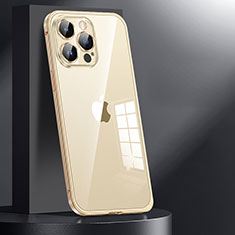 Luxury Metal Frame and Plastic Back Cover Case JL1 for Apple iPhone 13 Pro Max Gold
