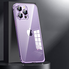 Luxury Metal Frame and Plastic Back Cover Case JL1 for Apple iPhone 13 Pro Purple