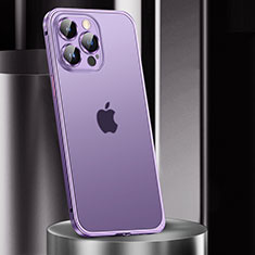 Luxury Metal Frame and Plastic Back Cover Case JL2 for Apple iPhone 13 Pro Max Purple