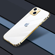 Luxury Metal Frame and Plastic Back Cover Case JL3 for Apple iPhone 14 Plus Gold