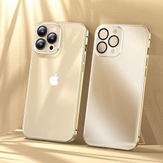 Luxury Metal Frame and Plastic Back Cover Case LF1 for Apple iPhone 13 Pro Max Gold