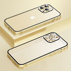 Luxury Metal Frame and Plastic Back Cover Case LF3 for Apple iPhone 13 Pro Gold