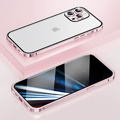 Luxury Metal Frame and Plastic Back Cover Case LF4 for Apple iPhone 13 Pro Rose Gold