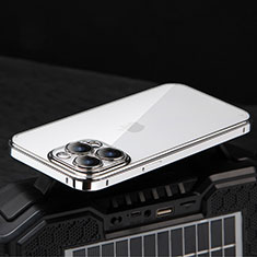 Luxury Metal Frame and Plastic Back Cover Case LF5 for Apple iPhone 13 Pro Max Silver