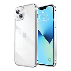 Luxury Metal Frame and Plastic Back Cover Case LF5 for Apple iPhone 13 Silver