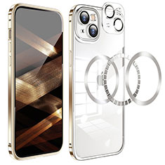 Luxury Metal Frame and Plastic Back Cover Case LF5 for Apple iPhone 15 Plus Gold