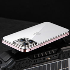 Luxury Metal Frame and Plastic Back Cover Case LF5 for Apple iPhone 15 Pro Rose Gold