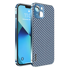 Luxury Metal Frame and Plastic Back Cover Case LF6 for Apple iPhone 13 Blue