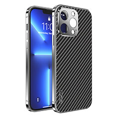 Luxury Metal Frame and Plastic Back Cover Case LF6 for Apple iPhone 13 Pro Max Black