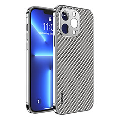 Luxury Metal Frame and Plastic Back Cover Case LF6 for Apple iPhone 13 Pro Max Silver