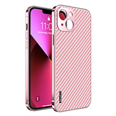 Luxury Metal Frame and Plastic Back Cover Case LF6 for Apple iPhone 13 Rose Gold