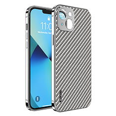 Luxury Metal Frame and Plastic Back Cover Case LF6 for Apple iPhone 13 Silver