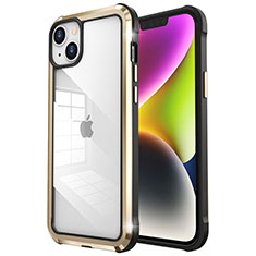Luxury Metal Frame and Plastic Back Cover Case LF6 for Apple iPhone 14 Gold