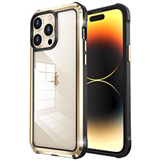 Luxury Metal Frame and Plastic Back Cover Case LF6 for Apple iPhone 14 Pro Gold