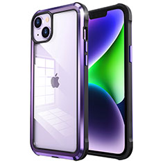 Luxury Metal Frame and Plastic Back Cover Case LF6 for Apple iPhone 14 Purple