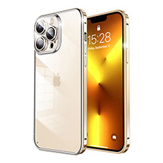 Luxury Metal Frame and Plastic Back Cover Case LF7 for Apple iPhone 13 Pro Max Gold