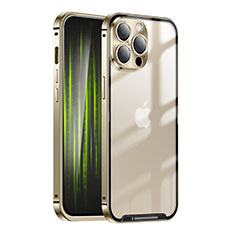 Luxury Metal Frame and Plastic Back Cover Case LK1 for Apple iPhone 13 Pro Gold