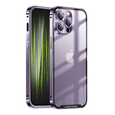 Luxury Metal Frame and Plastic Back Cover Case LK1 for Apple iPhone 13 Pro Max Purple