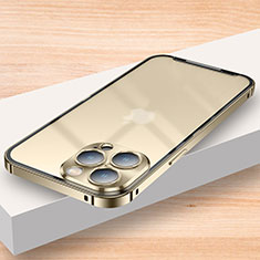 Luxury Metal Frame and Plastic Back Cover Case LK2 for Apple iPhone 13 Pro Gold