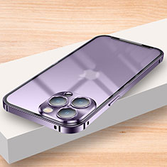 Luxury Metal Frame and Plastic Back Cover Case LK2 for Apple iPhone 13 Pro Max Purple