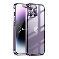 Luxury Metal Frame and Plastic Back Cover Case LO1 for Apple iPhone 14 Pro Max Purple