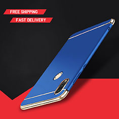 Luxury Metal Frame and Plastic Back Cover Case M01 for Huawei Enjoy 9 Plus Blue