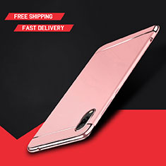 Luxury Metal Frame and Plastic Back Cover Case M01 for Huawei Y7 Pro (2019) Rose Gold