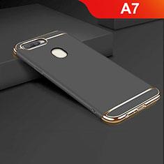 Luxury Metal Frame and Plastic Back Cover Case M01 for Oppo A7 Black