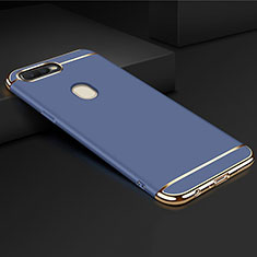 Luxury Metal Frame and Plastic Back Cover Case M01 for Oppo A7 Blue