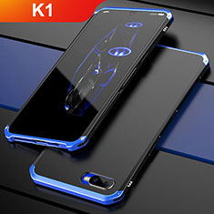 Luxury Metal Frame and Plastic Back Cover Case M01 for Oppo K1 Blue and Black