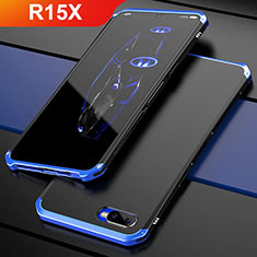 Luxury Metal Frame and Plastic Back Cover Case M01 for Oppo R15X Blue and Black