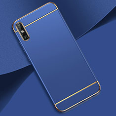 Luxury Metal Frame and Plastic Back Cover Case M02 for Huawei Enjoy 10e Blue