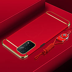 Luxury Metal Frame and Plastic Back Cover Case P01 for Oppo A54 5G Red