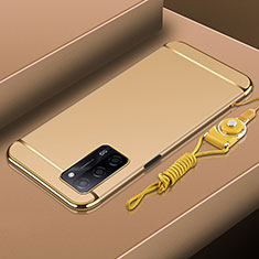 Luxury Metal Frame and Plastic Back Cover Case P01 for Oppo A56 5G Gold