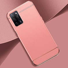 Luxury Metal Frame and Plastic Back Cover Case P02 for Oppo A53s 5G Rose Gold