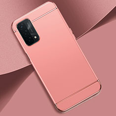 Luxury Metal Frame and Plastic Back Cover Case P02 for Oppo A74 5G Rose Gold