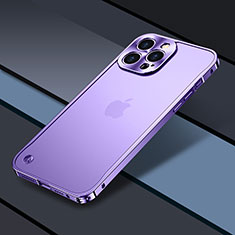 Luxury Metal Frame and Plastic Back Cover Case QC1 for Apple iPhone 13 Pro Max Purple
