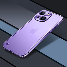 Luxury Metal Frame and Plastic Back Cover Case QC1 for Apple iPhone 13 Purple