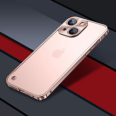 Luxury Metal Frame and Plastic Back Cover Case QC1 for Apple iPhone 14 Plus Rose Gold