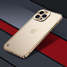 Luxury Metal Frame and Plastic Back Cover Case QC1 for Apple iPhone 14 Pro Gold