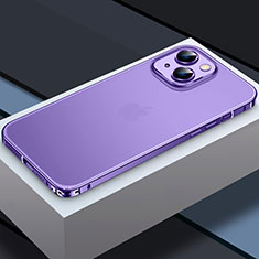 Luxury Metal Frame and Plastic Back Cover Case QC3 for Apple iPhone 13 Purple